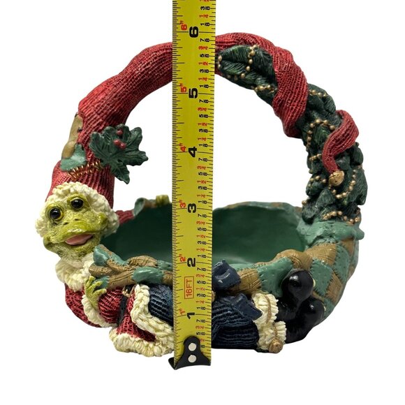 Mistletoad Santa Basket Christmas Candy Dish Resin Holiday Decoration Kitsch - Picture 9 of 10